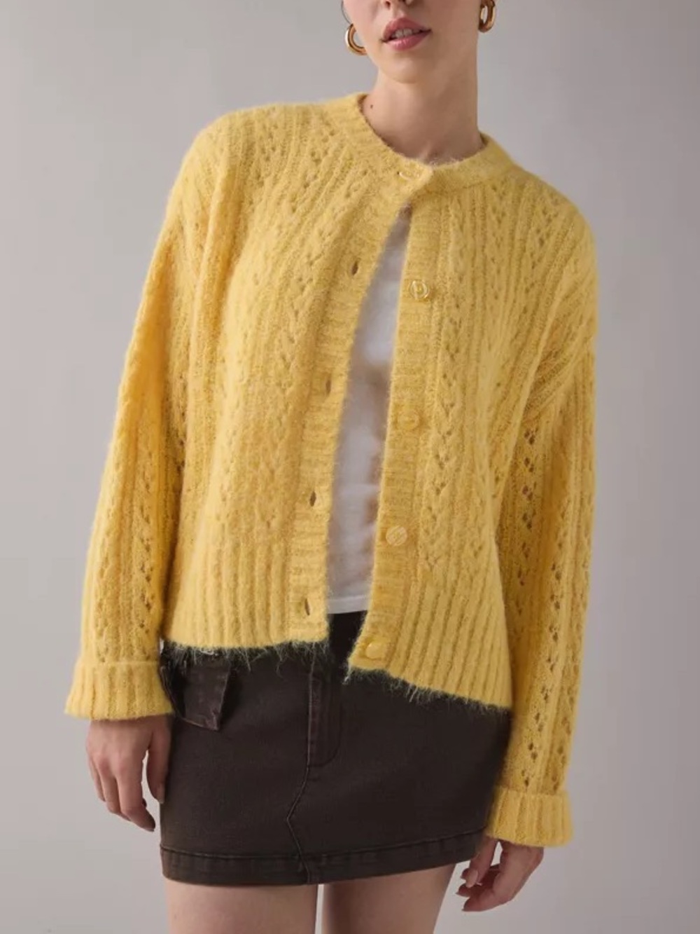 NWOT UO BDG Becca Brushed Pointelle Knit Oversized Cardigan